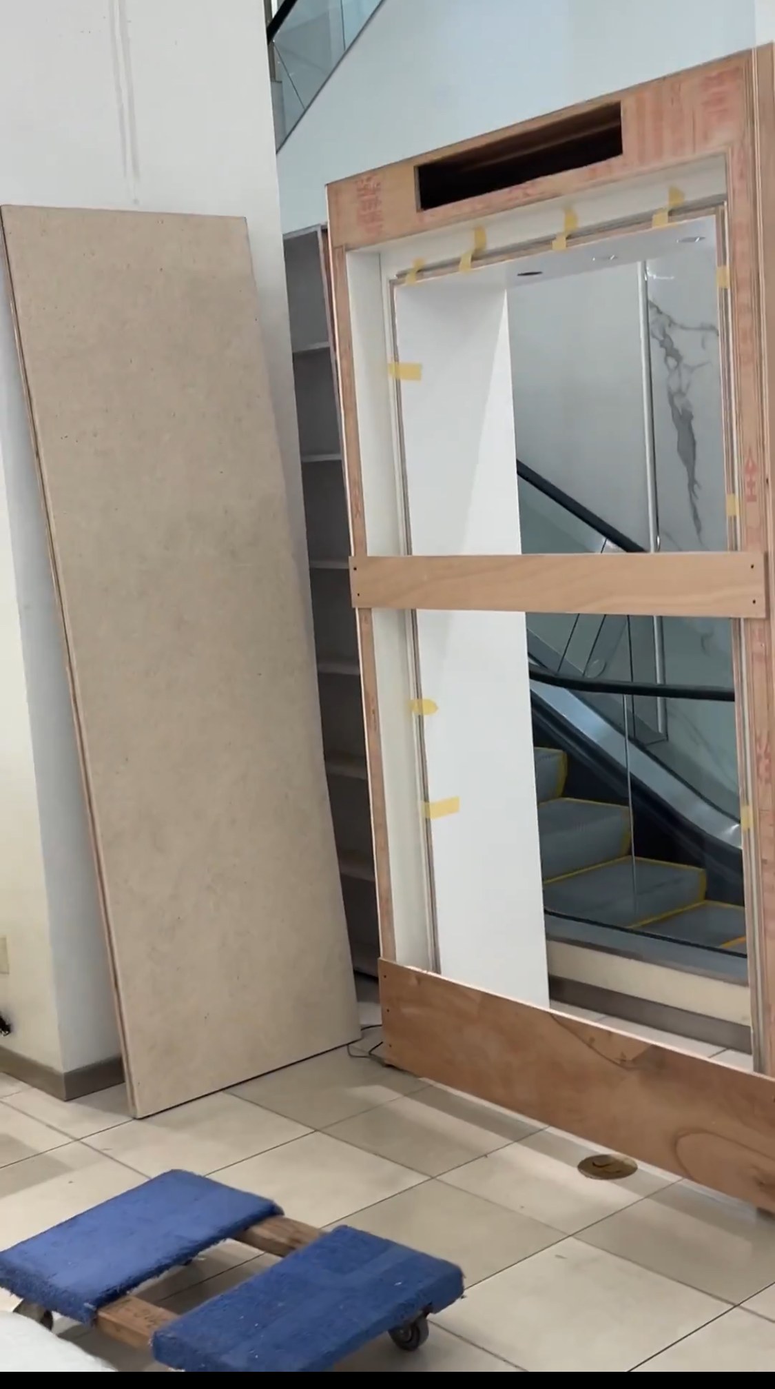 Prepared opening for the custom fixture assembly.