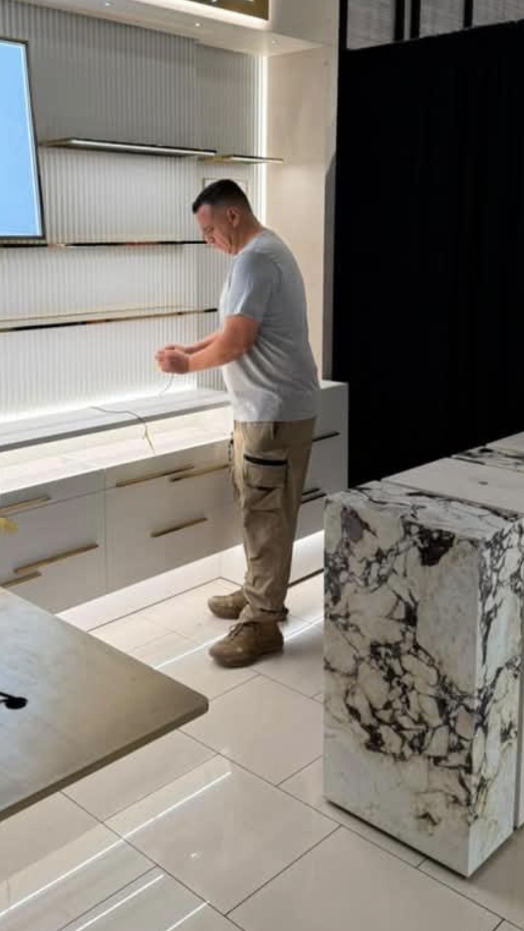 Work in progress at a retail installation site